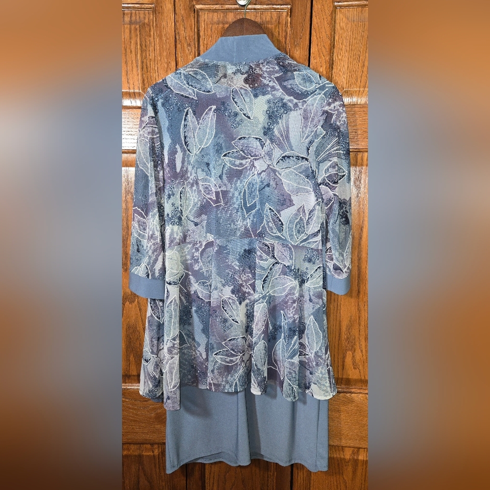RM Richards 2 Piece 3/4 Sleeve Printed Jacket Sleeveless Dress Gray Purp… - Picture 4 of 4